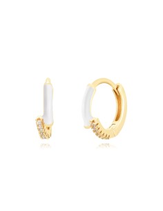 Pendientes Aro Circonita - Enamel - 13 mm - Bañada Oro 2