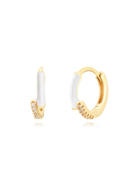 Pendientes Aro Circonita - Enamel - 13 mm - Bañada Oro Pendientes Aro Circonita - Enamel - 13 mm - Bañada Oro