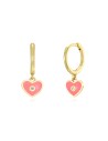 Pendientes Corazon - Enamel - Circonita Blanca - 11 + 6 mm - Bañado Oro