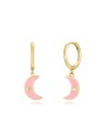 Pendientes Luna - Enamel - Circonita Blanca - 11 + 9 mm - Bañado Oro