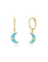 Pendientes Luna - Enamel - Circonita Blanca - 11 + 9 mm - Bañado Oro