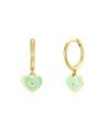 Pendientes Corazon - Enamel - Circonita Blanca - 11 + 6 mm - Bañado Oro