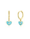 Pendientes Corazon - Enamel - Circonita Blanca - 11 + 6 mm - Bañado Oro