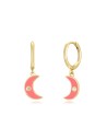 Pendientes Luna - Enamel - Circonita Blanca - 11 + 9 mm - Bañado Oro