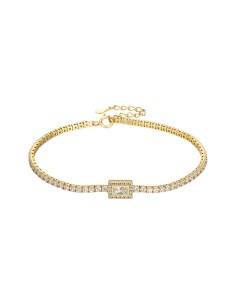 Pulsera Tenis Rectangulo - Circonita - 17 + 4 cm - Bañado Oro 2