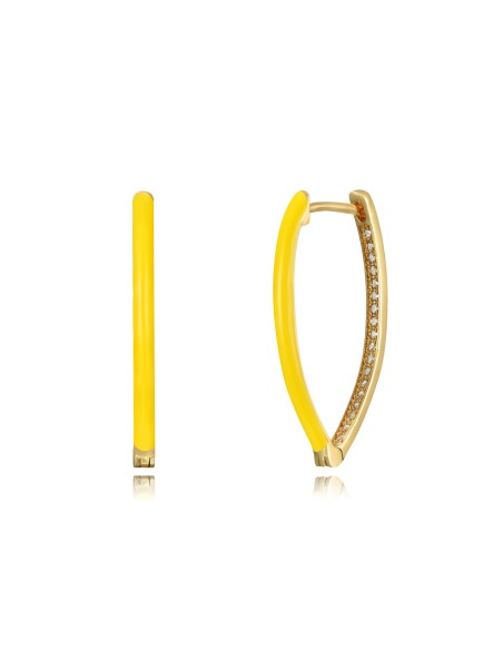 Pendientes Aro Oval - Enamel - Circonita - 25 mm - Bañada Oro