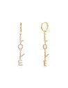 Pendientes Aro LOVE - 11+34 mm  - Circonita - Bañado Oro y Plata Rodiada