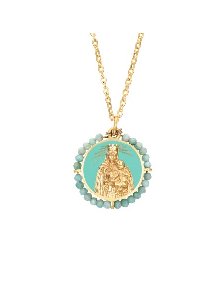 Collar Mineral Enamel Acero - Virgen del Carmen - 40+5cm - Color Oro Collar Mineral Enamel Acero - Virgen del Carmen - 40+5cm - Color Oro