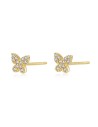 Pendientes Circonita Mariposa 6*5mm Bañado Oro