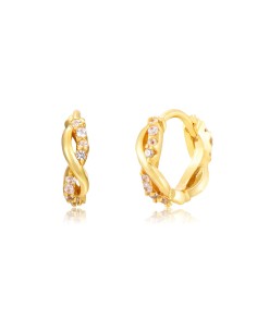 Pendientes Aro Trenzado - Circonita - 11mm - Plata Bañado Oro y Plata Rodiada 2