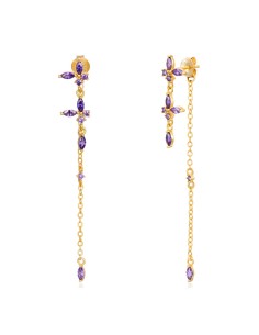 Pendientes Mariposa Cadena Circonita - 59 mm - Bañado Oro y Plata Rodiada 2