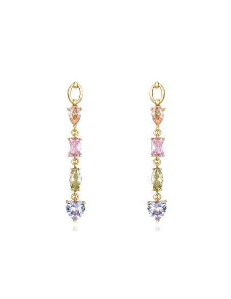 Pendientes Corazon - Circonita - 44 mm - Bañado Oro