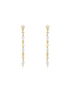 Pendiente Largo Circonita - 30 mm - Bañado Oro 2