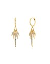 Pendientes Pluma - Circonita - 11 + 23 mm - Bañado Oro y Plata Rodiada