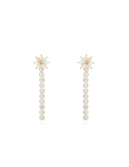 Pendientes Circonita - Flor Largo Marquesa - 36 mm - Bañado Oro Pendientes Circonita - Flor Largo Marquesa - 36 mm - Bañado Oro