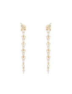 Pendientes Circonita - Flor Largo Marquesa - 50 mm - Bañado Oro 2