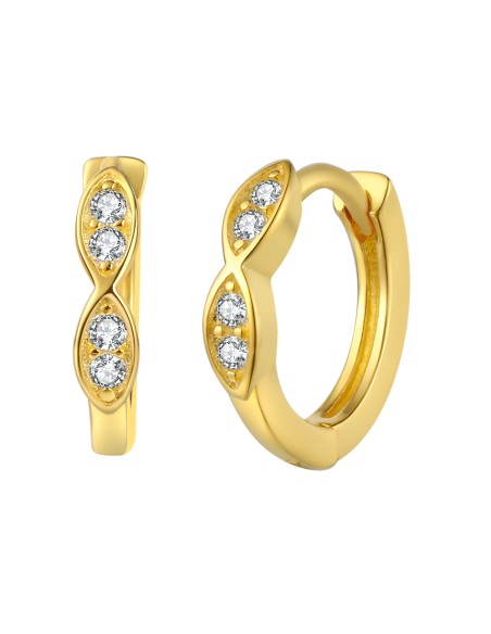 Pendientes Aro Hoja - Circonita Blanca - 11 mm - Bañado Oro y Plata Rodiada Pendientes Aro Hoja - Circonita Blanca - 11 mm - Bañado Oro y Plata Rodiada