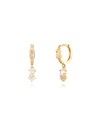 Pendientes Baguette Circonita - 12 + 6 mm -  Bañada Oro Y Plata Rodiada