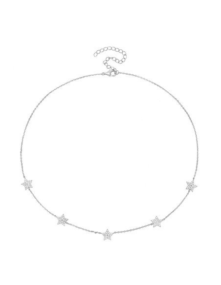 Collar Circonita - Estrella 8mm - 38+6 - Bañado Oro y Plata Rodiada Collar Circonita - Estrella 8mm - 38+6 - Bañado Oro y Plata Rodiada