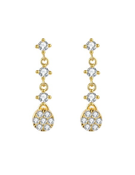 Pendientes - Circonita 18mm - Bañado Oro y Plata Rodiada