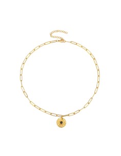 Collar Acero - Chapa Martillada - Onix Negro - 40+6 - Bañado Oro 2