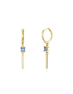 Pendiente Aro Palo - Circonita 3*3 mm - Bañado Oro 2