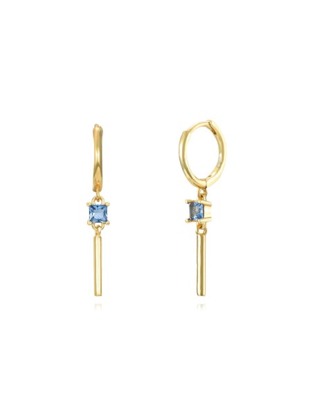 Pendiente Aro Palo - Circonita 3*3 mm - Bañado Oro