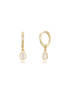 Pendientes Aro 11mm Lagrima 6,5mm - Bañado Oro y Plata Rodiada 2