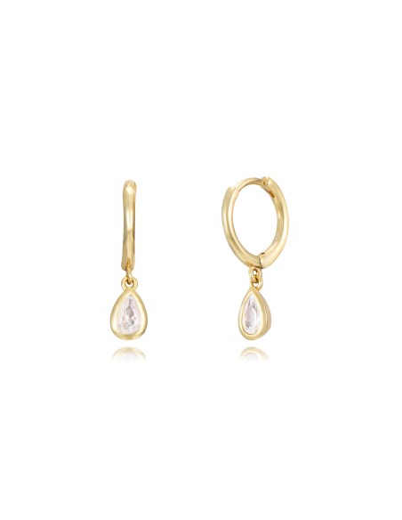 Pendientes Aro 11mm Lagrima 6,5mm - Bañado Oro y Plata Rodiada
