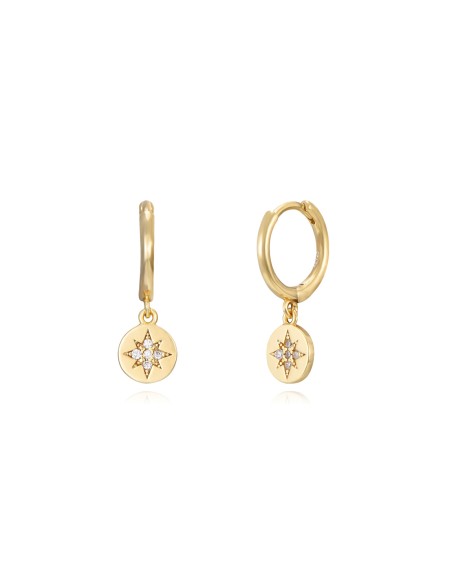 Pendientes Aro 11mm Estrella 6,5mm - Bañado Oro y Plata Rodiada Pendientes Aro 11mm Estrella 6,5mm - Bañado Oro y Plata Rodiada