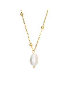 Collar Perla - Perla 9,5*7mm - Bañado Oro y Plata Rodiada 2