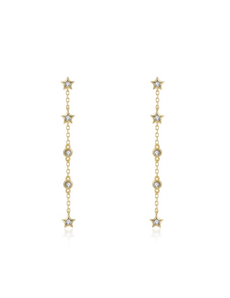 Pendientes Estrella Cadena - 48mm - Circonita