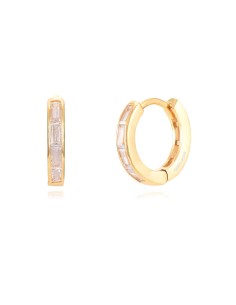 Pendientes Aro - 13 mm - Circonita - Bañado Oro y Plata Rodiada 2