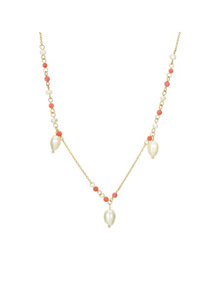 Collar Acero - Perla - 38 + 5 cm - Color Oro