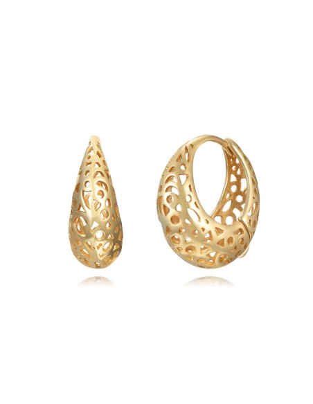 Pendientes aro calado Corazon - 22 mm y 17 mm - Bañado oro y Plata Rodiada Pendientes aro calado Corazon - 22 mm y 17 mm - Bañado oro y Plata Rodiada