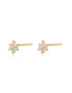 Pendientes Circonita Flor Amatista 5mm Bañado Oro 2