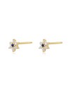 Pendientes Circonita Flor Amatista 5mm Bañado Oro