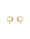 Pendientes Circulo - 6mm Circonita - Bañado Oro y Plata Rodiada