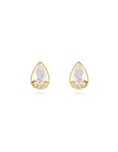 Pendientes Circonita - Lagrima 3*5mm - Bañado Oro y Plata Rodiada 2