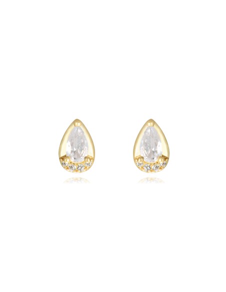 Pendientes Circonita - Lagrima 3*5mm - Bañado Oro y Plata Rodiada