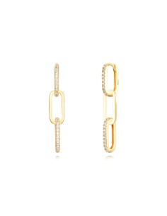 Pendientes Eslabón - Circonita Blanca - 27 mm - Plata Bañado Oro y Plata Rodiada 2
