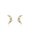 Pendientes Luna Circonita Multi 6,5 mm-  Bañado Oro y Plata Rodiada