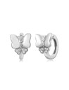 Pendientes Mariposa - Circonita Blanca - 11mm - Plata Bañado Oro y Plata Rodiada