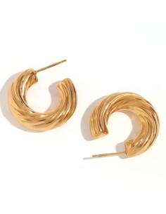 Pendientes Acero - Aro Trenzado 28mm y 30mm - Color Oro y Acero 2
