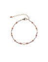 Pulsera Acero - Mineral 16+3cm - Perla - Bañado Oro