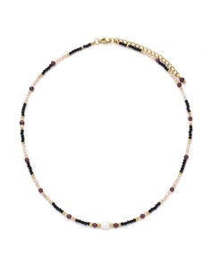 Collar Acero - Mineral 36+5cm - Perla - Bañado Oro 2