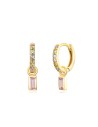 Pendientes Aro 11mm - Circonita Rectangular - Bañado Oro y Plata Rodiada