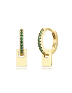 Pendientes Circonita - Aro Chapa - 11 + 6 mm - Bañado Oro 2