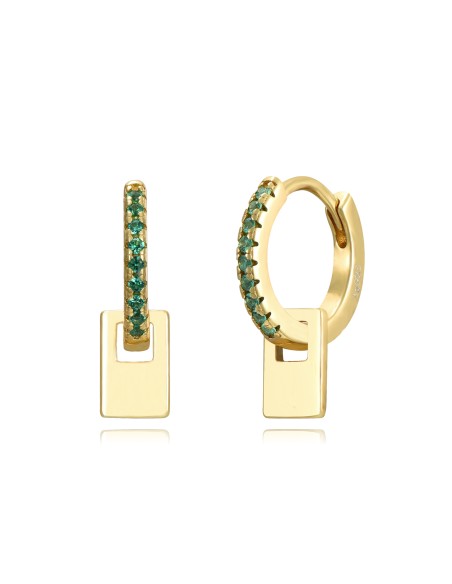 Pendientes Circonita - Aro Chapa - 11 + 6 mm - Bañado Oro