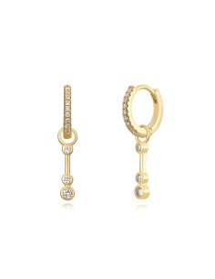 Pendientes Aro - Circonita - 11 + 11 mm - Bañado Oro y Plata Rodiada 2